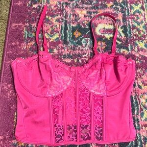 Pink lace corset top